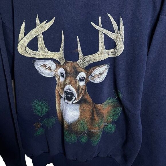 Vintage 90s Nature Deer Sweatshirt Crewneck Made In USA Large - Picture 2 of 4